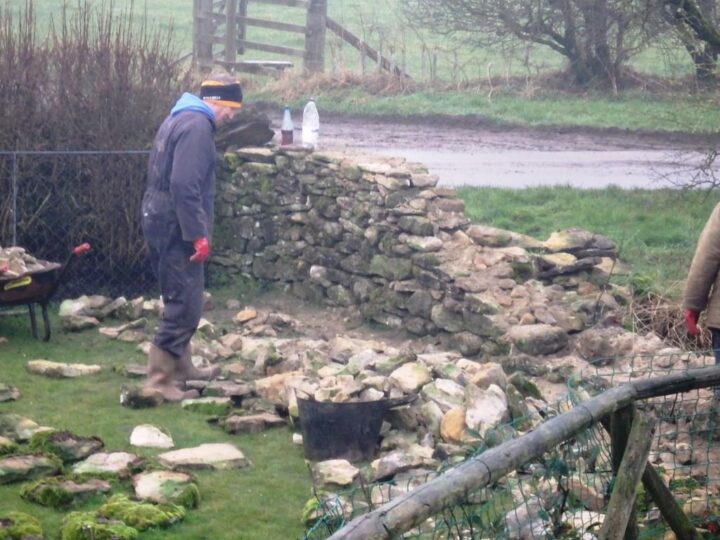 A good dry stone waller never picks up a piece of stone twice but is able to look at a pile of walling stone and pick up the right size and shape of stone every time.